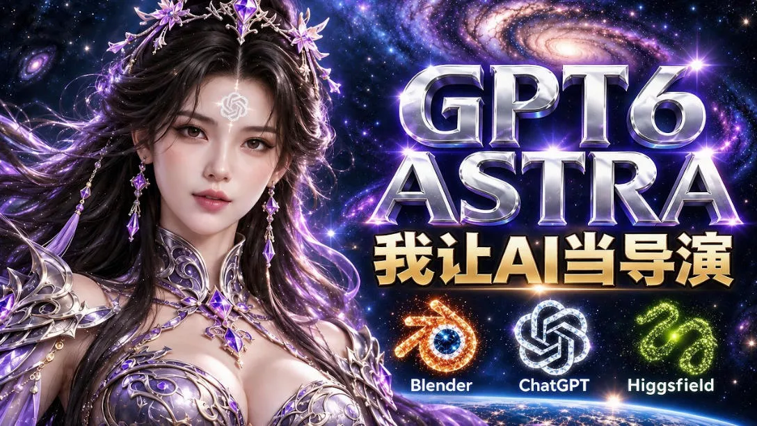 让GPT-6 Astra当导演！Higgsfield和Blender实战打造30秒玄幻精准运镜短片！-清欢网创